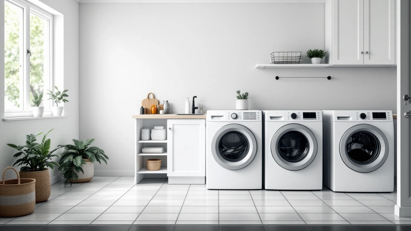 Unbranded water-treatment utility space in a residential home